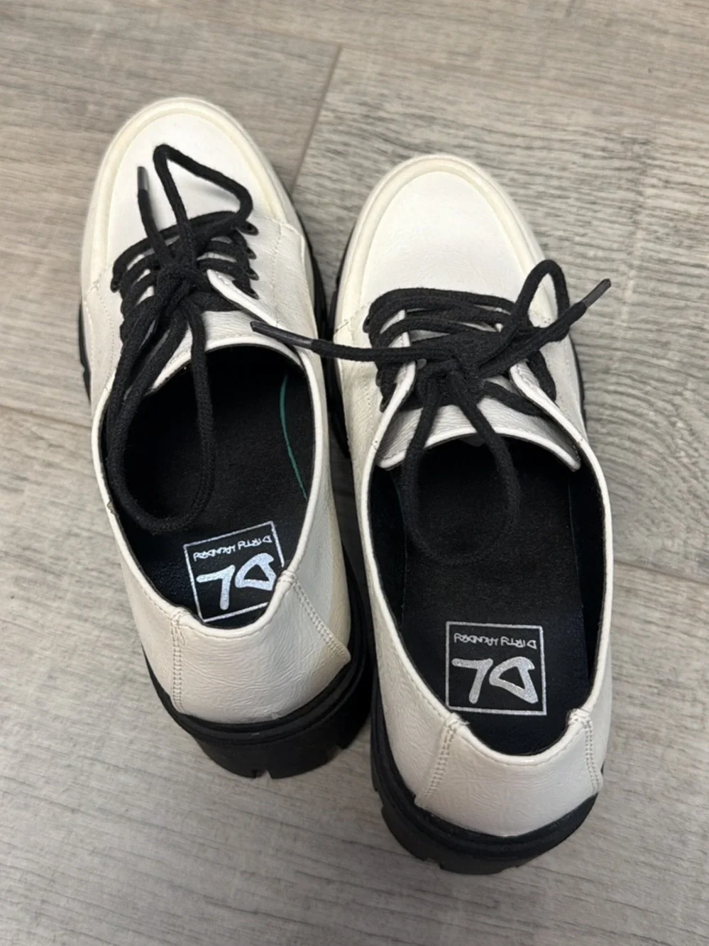 Dirty Laundry White and Black Platform Lace-Up Oxfords